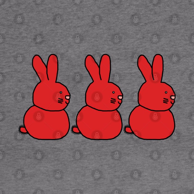 Three Red Easter Bunnies by ellenhenryart